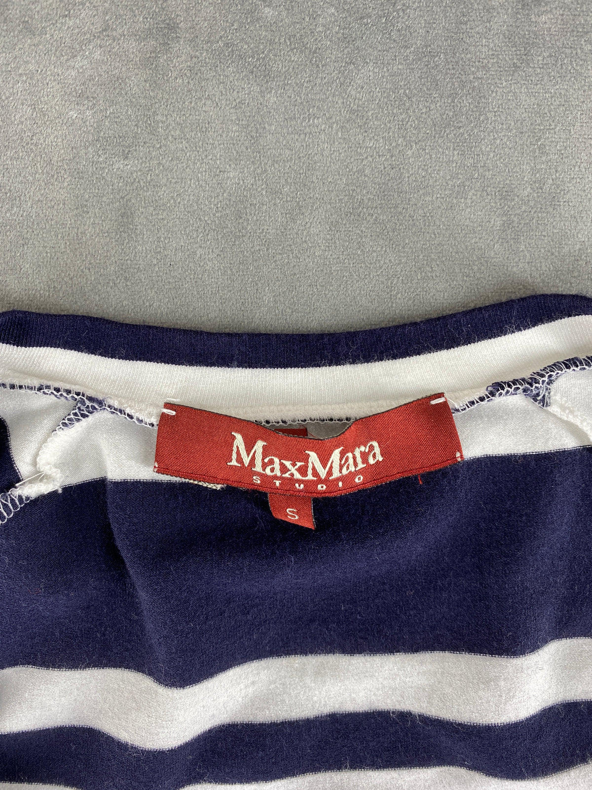 Maglia a righe Max Mara navy e bianca scollo quadrato – Donna Taglia S