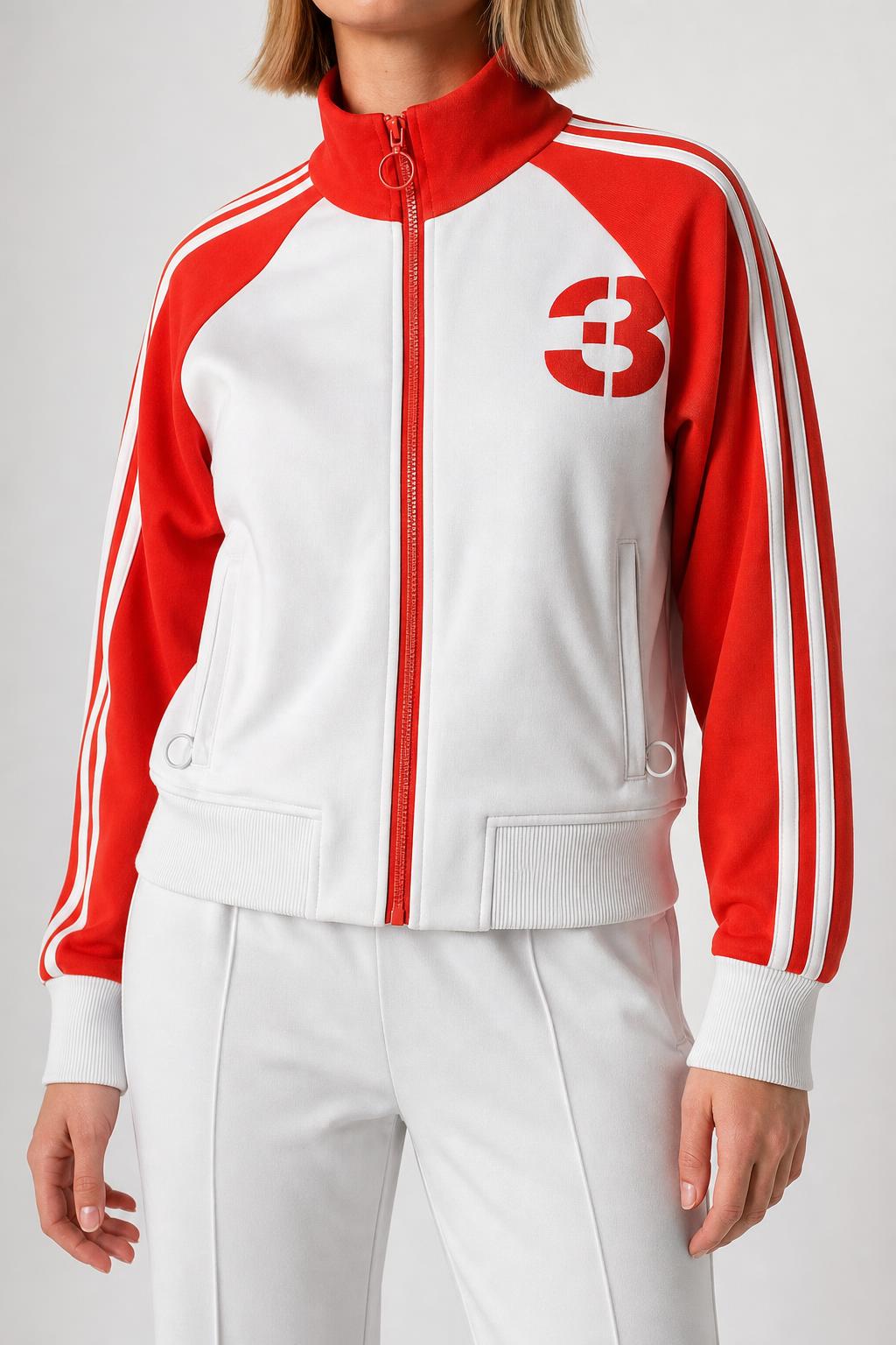 Track jacket Adidas bianca e rossa – Donna Taglia L