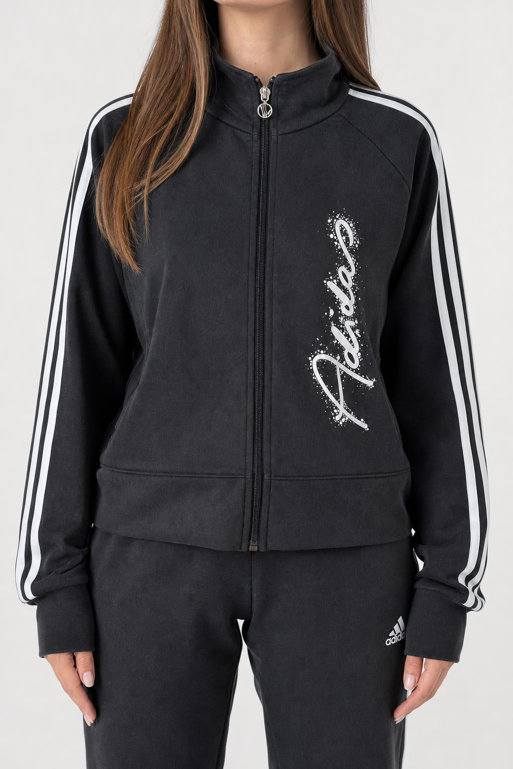 Track jacket Adidas grigio slavato – Donna Taglia S