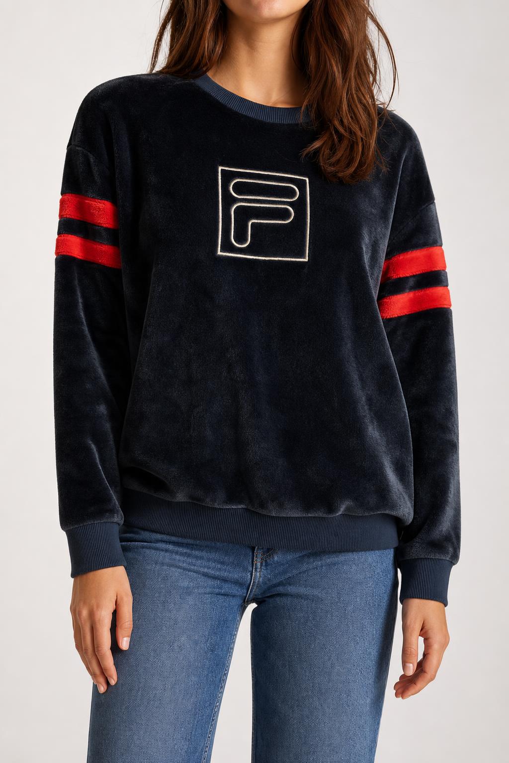 Felpa in velluto Fila blu navy – Donna Taglia S