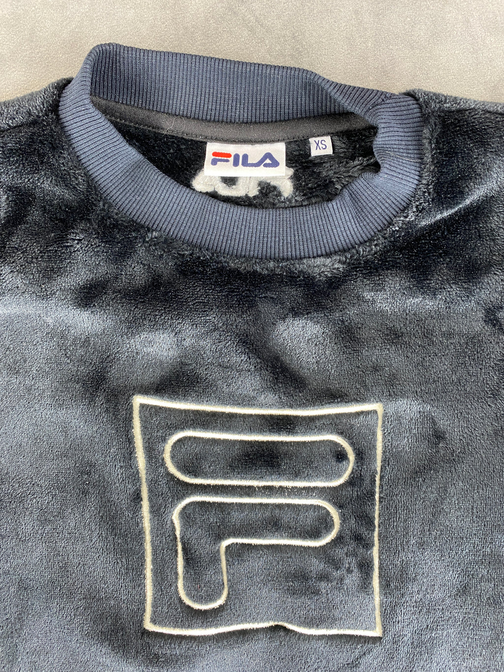 Felpa in velluto Fila blu navy – Donna Taglia S