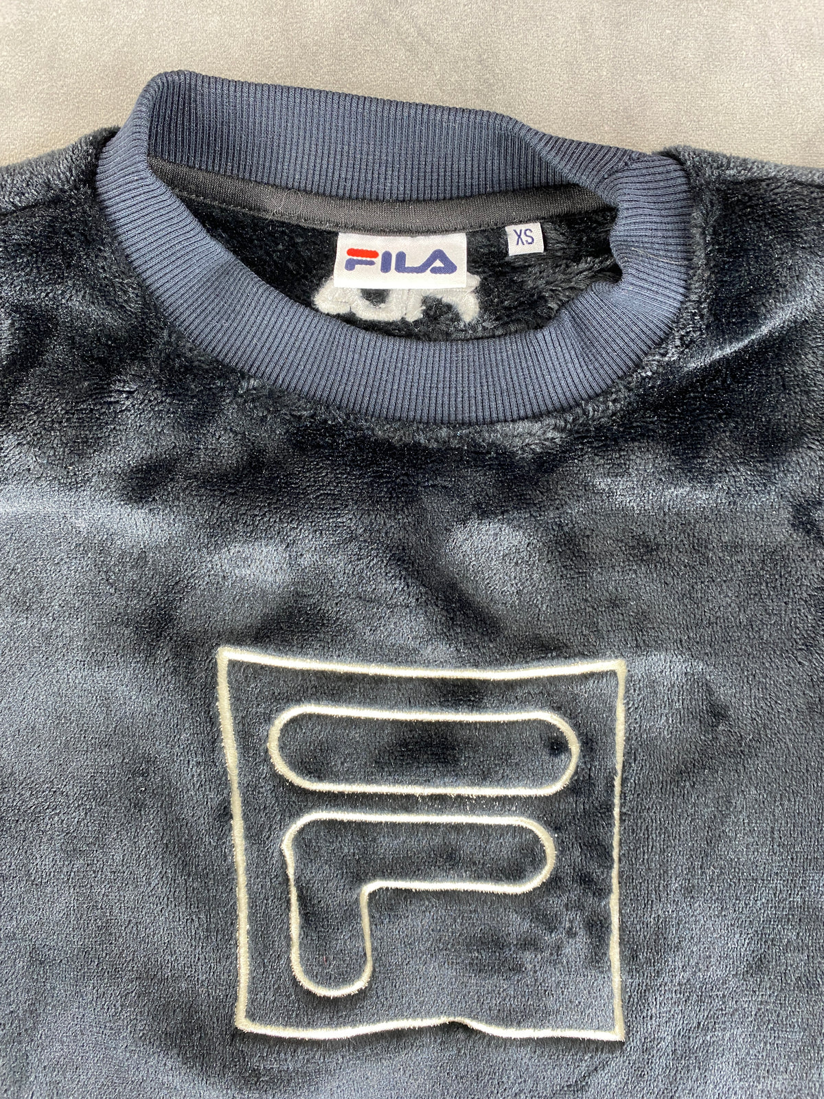 Felpa in velluto Fila blu navy – Donna Taglia S