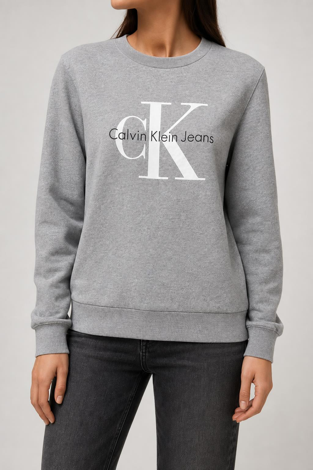 Felpa Calvin Klein Jeans grigia con logo – Donna Taglia S