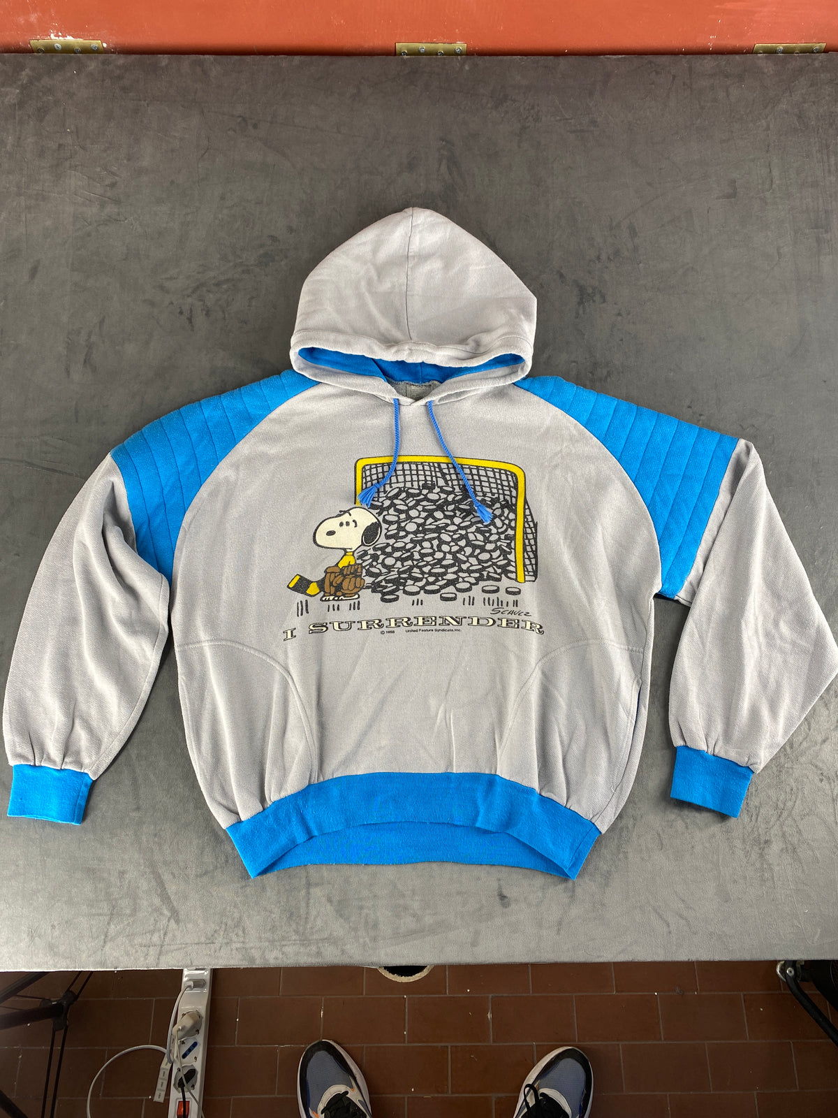 Felpa con cappuccio Snoopy grigia e blu – Donna Taglia L