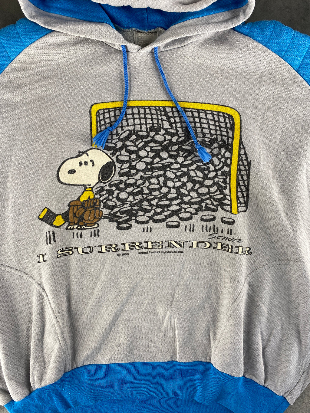Felpa con cappuccio Snoopy grigia e blu – Donna Taglia L