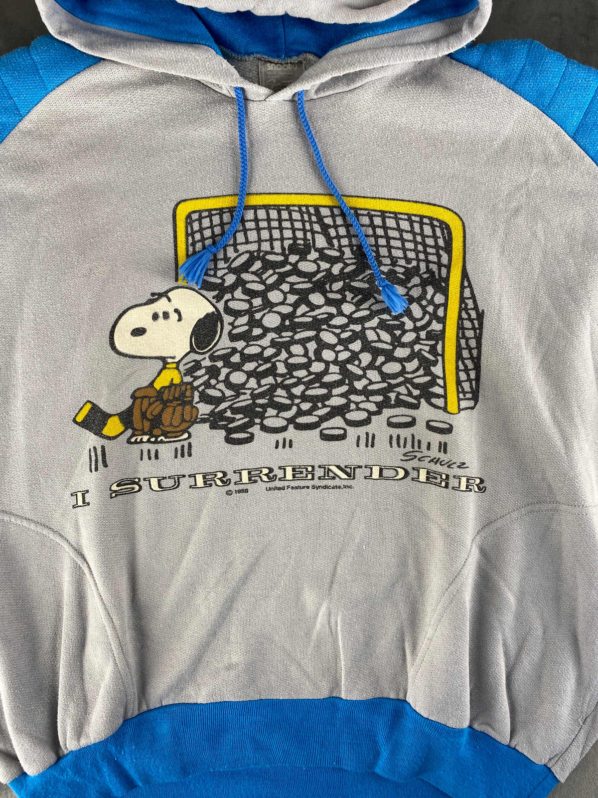 Felpa con cappuccio Snoopy grigia e blu – Donna Taglia L