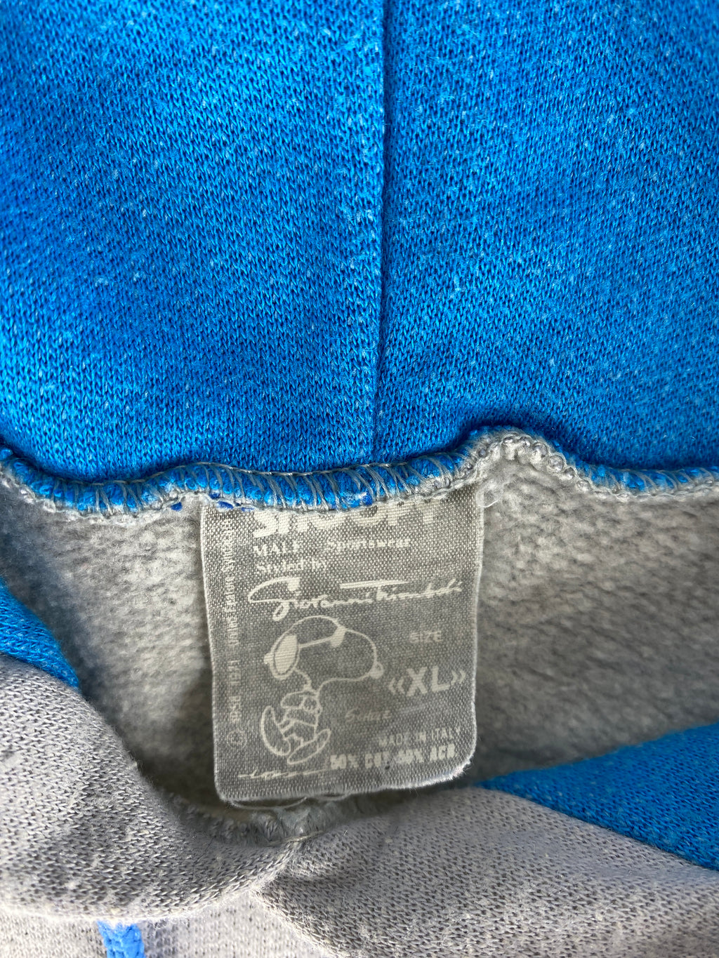 Felpa con cappuccio Snoopy grigia e blu – Donna Taglia L