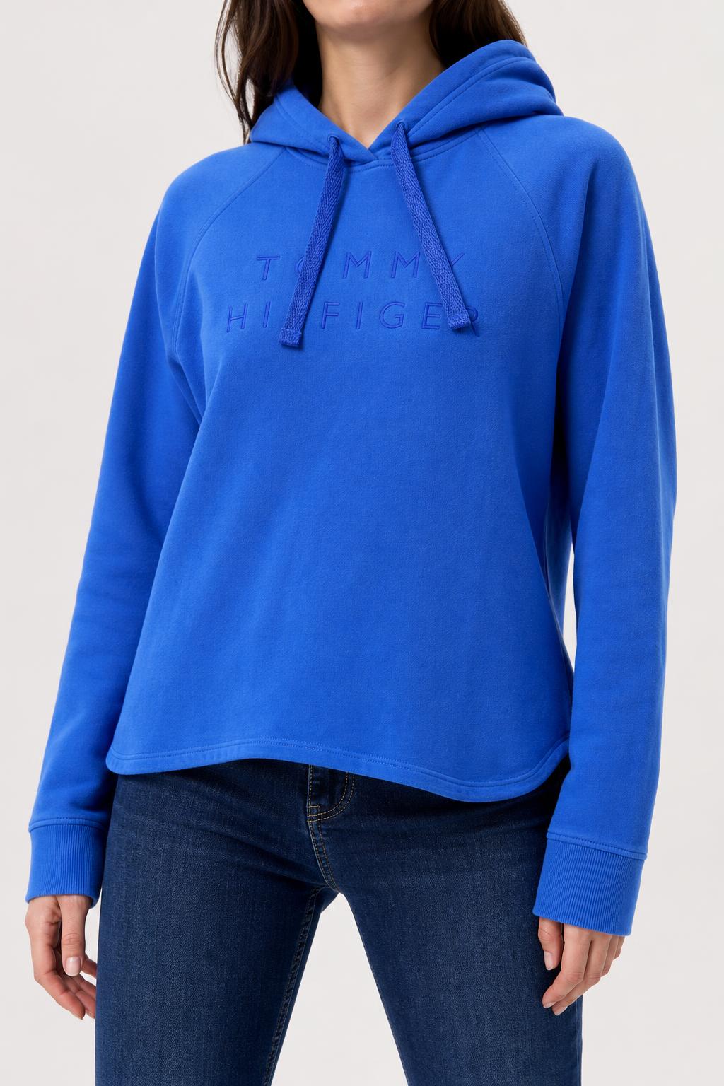 Felpa con cappuccio Tommy Hilfiger blu royal – Donna Taglia L