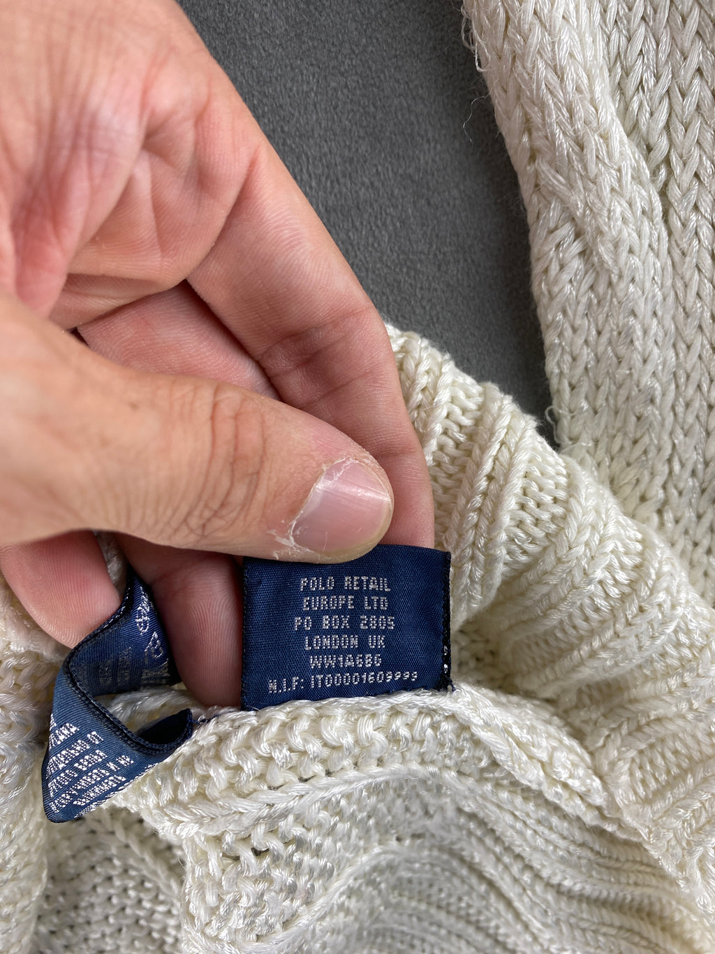Maglione cable-knit Ralph Lauren panna scollo a V – Donna Taglia S