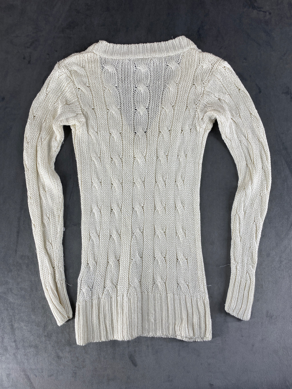Maglione cable-knit Ralph Lauren panna scollo a V – Donna Taglia S