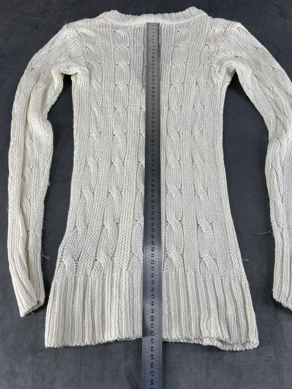 Maglione cable-knit Ralph Lauren panna scollo a V – Donna Taglia S