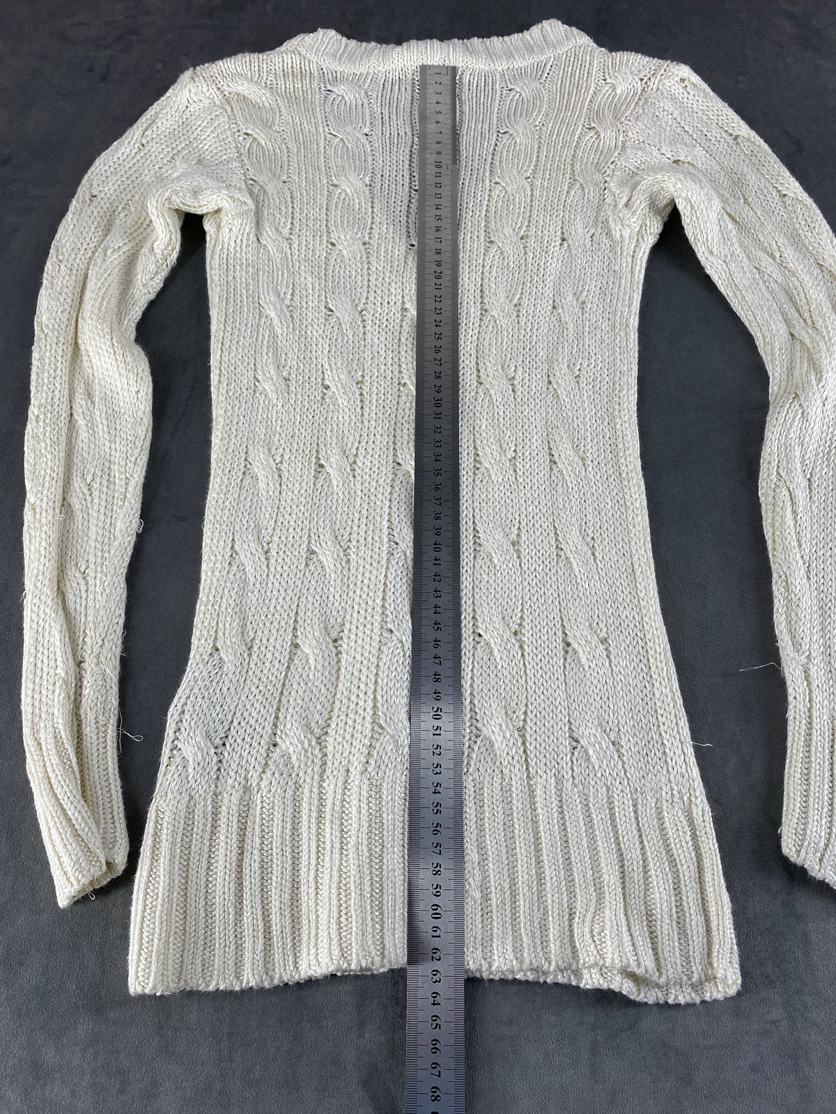 Maglione cable-knit Ralph Lauren panna scollo a V – Donna Taglia S