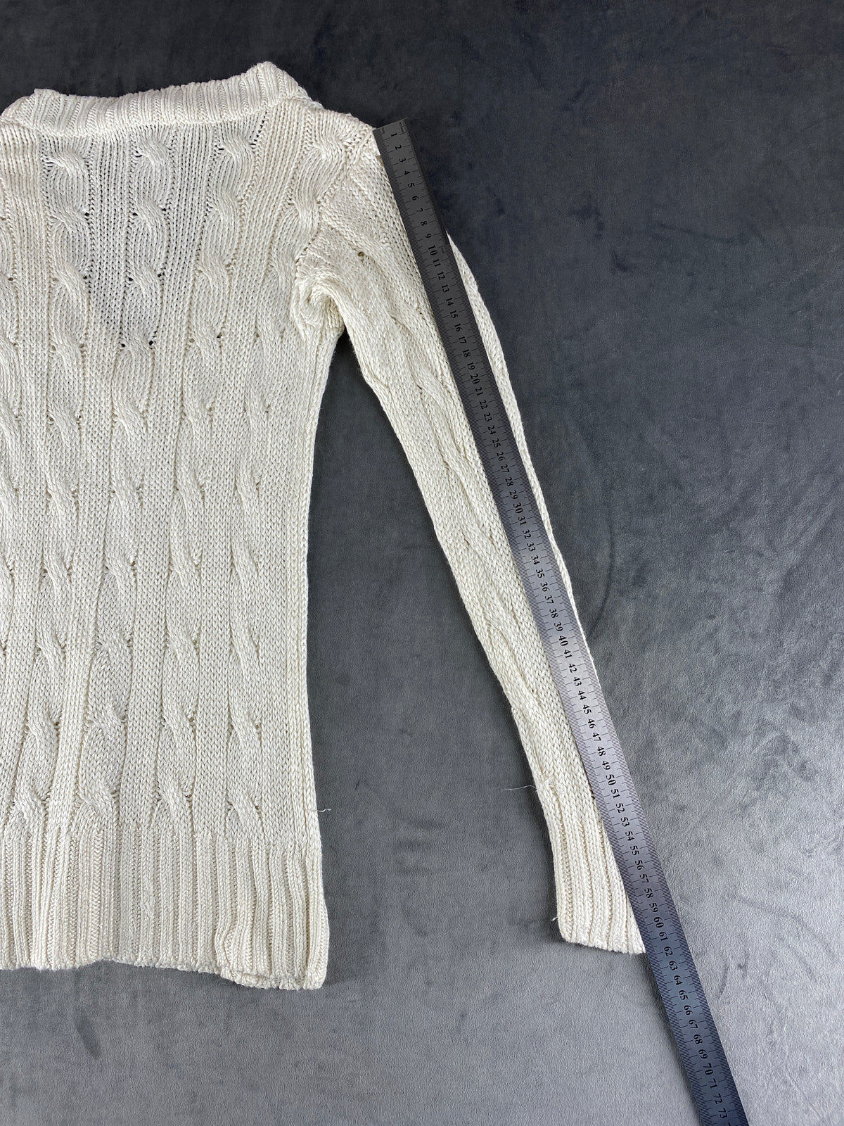 Maglione cable-knit Ralph Lauren panna scollo a V – Donna Taglia S