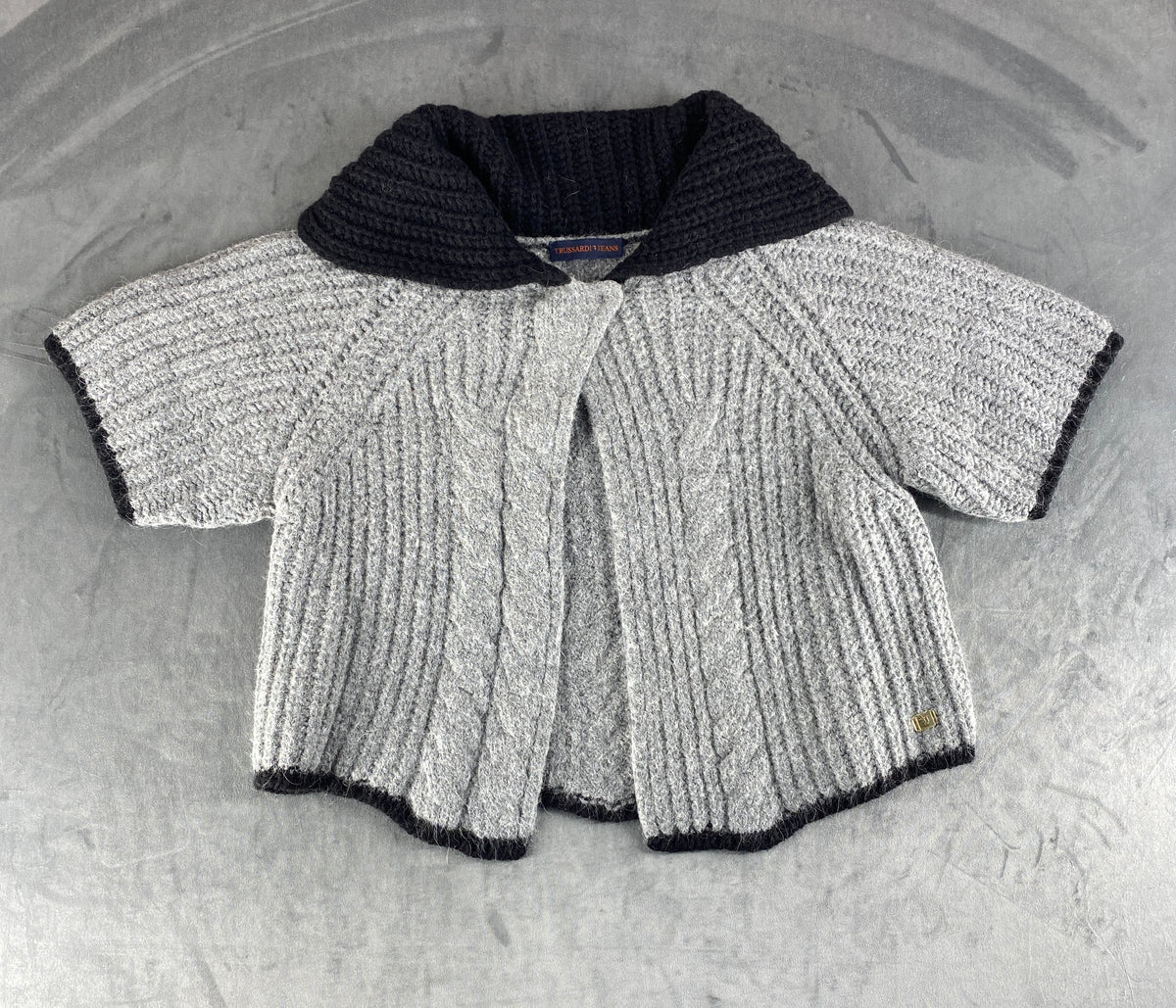 Mantellina in maglia Trussardi Jeans grigia collo scialle – Donna Taglia S