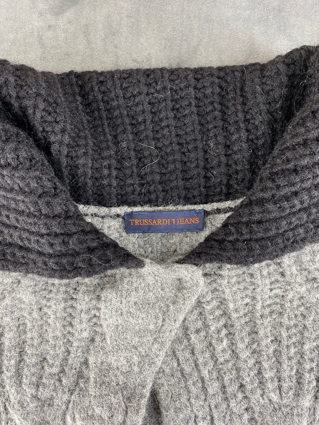 Mantellina in maglia Trussardi Jeans grigia collo scialle – Donna Taglia S