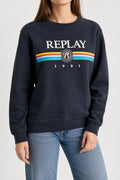 Felpa Replay blu navy logo vintage – Donna Taglia M