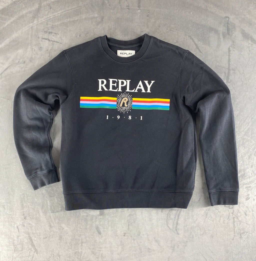 Felpa Replay blu navy logo vintage – Donna Taglia M