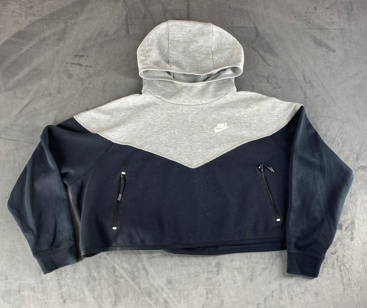 Felpa con cappuccio Nike Tech grigia e blu – Donna Taglia M