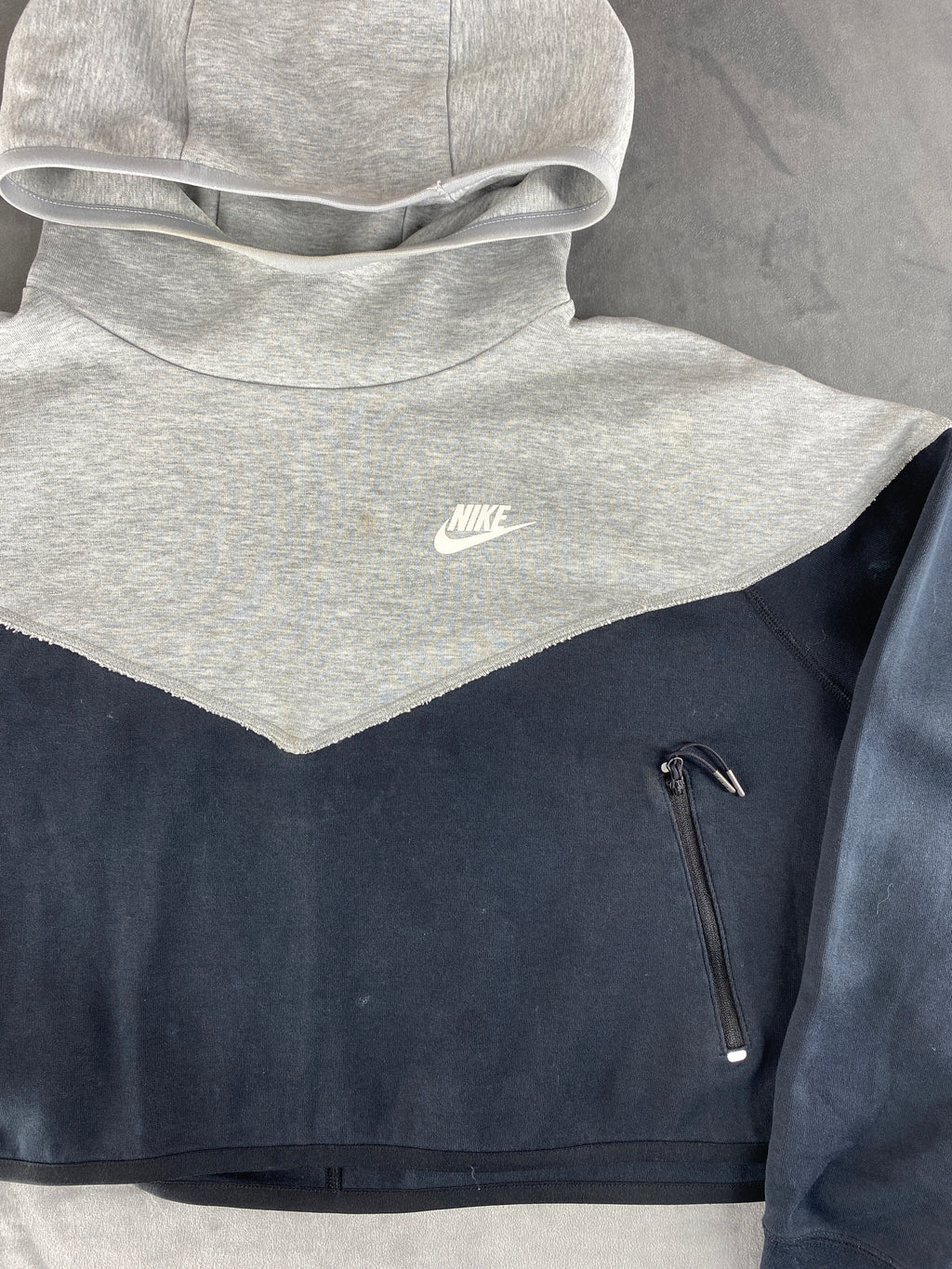 Felpa con cappuccio Nike Tech grigia e blu – Donna Taglia M