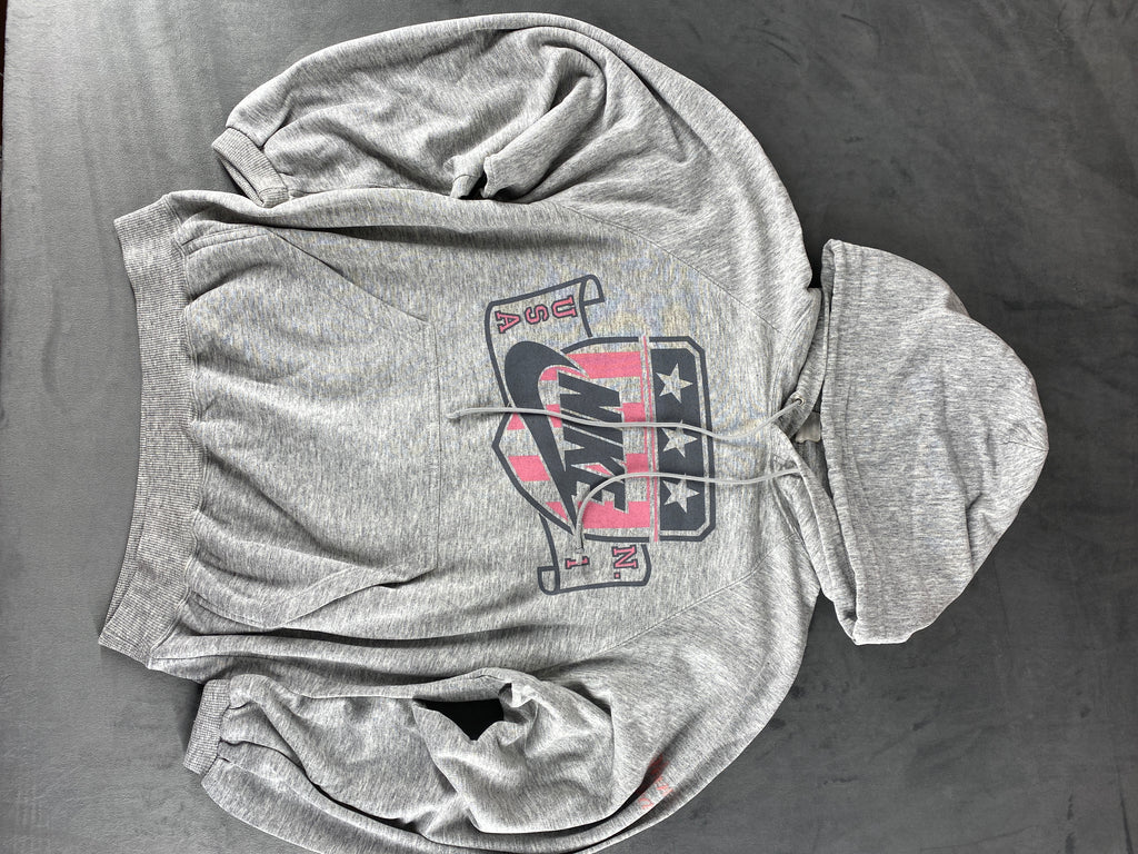 Felpa con cappuccio Nike grigia grafica USA – Donna Taglia L