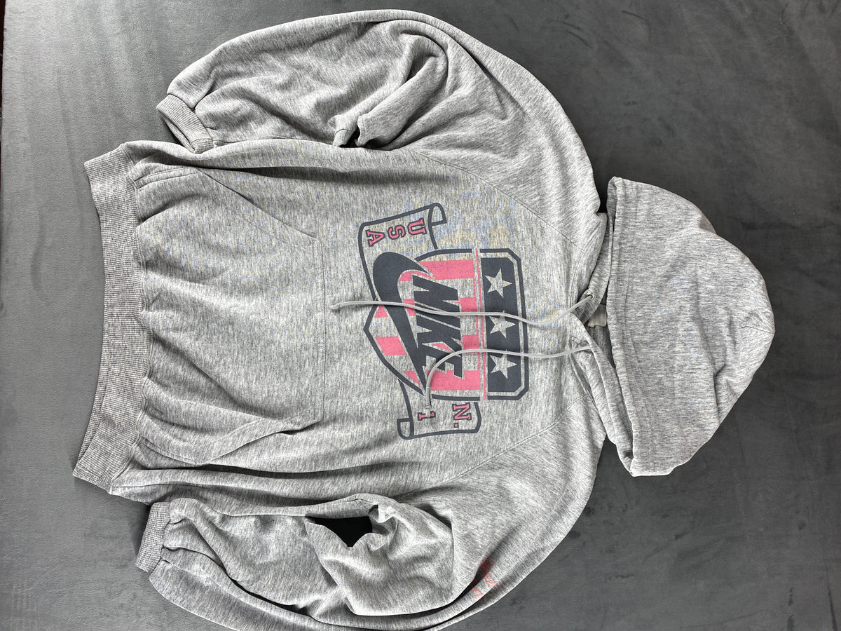 Felpa con cappuccio Nike grigia grafica USA – Donna Taglia L