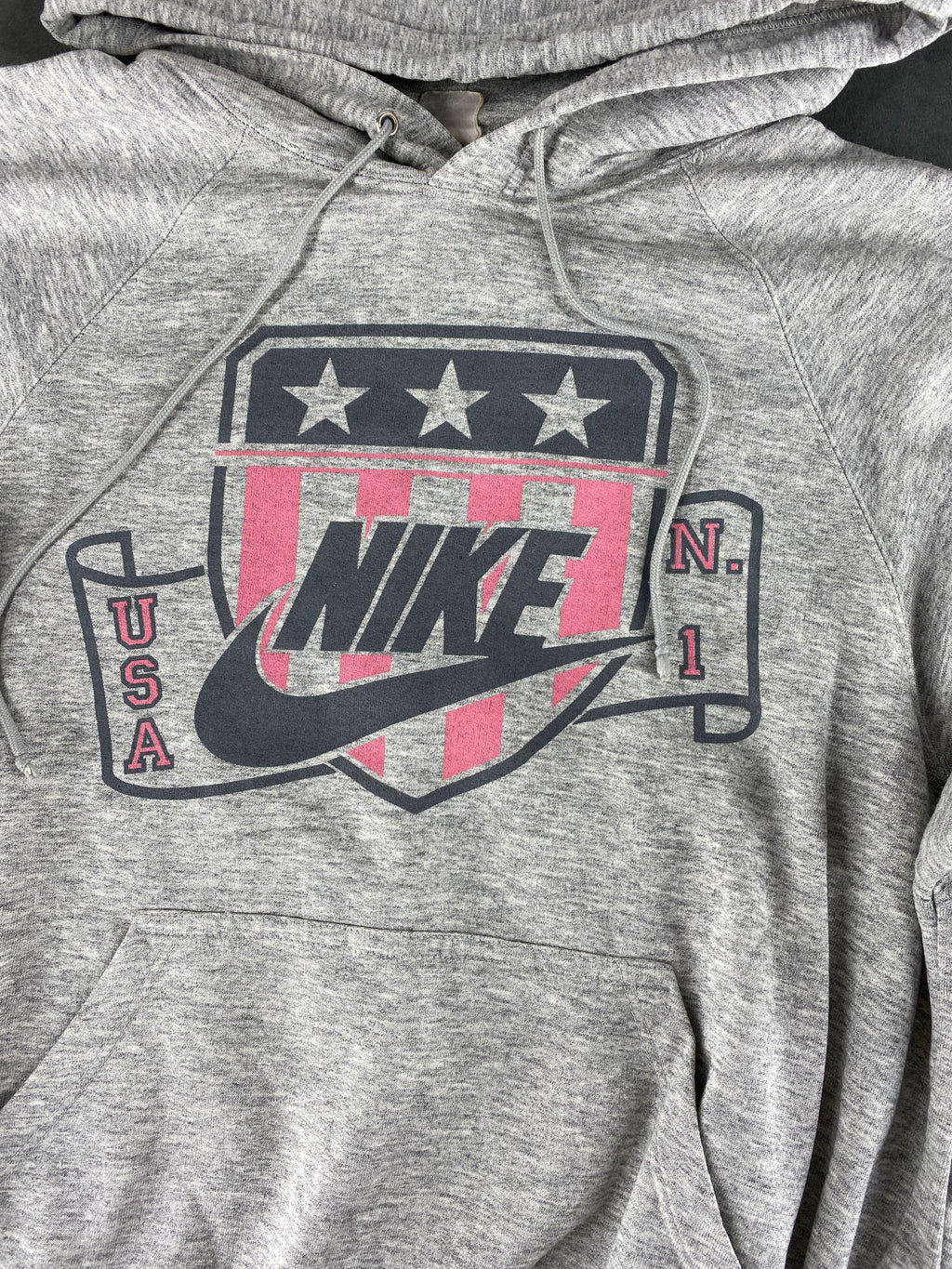 Felpa con cappuccio Nike grigia grafica USA – Donna Taglia L