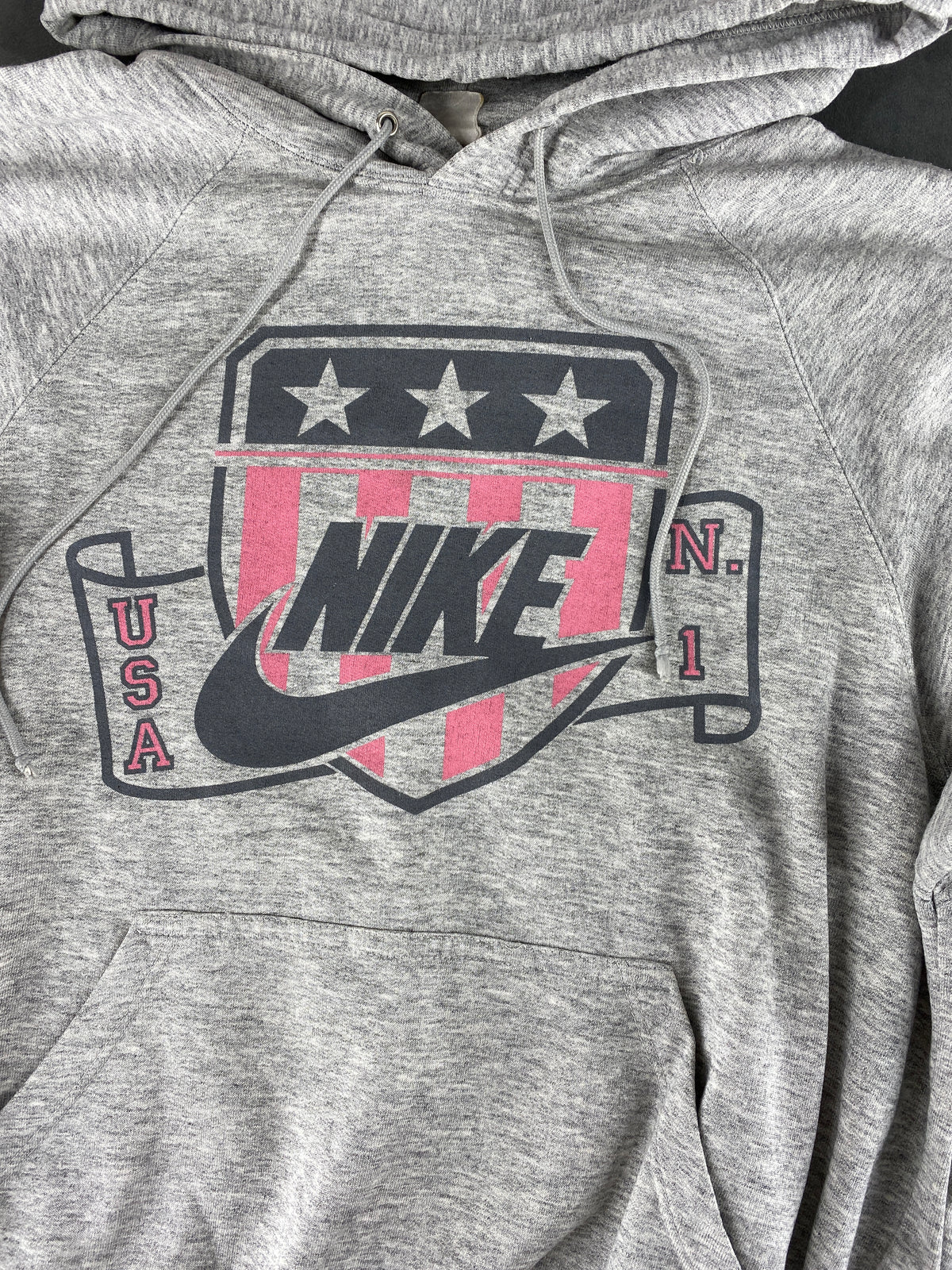 Felpa con cappuccio Nike grigia grafica USA – Donna Taglia L
