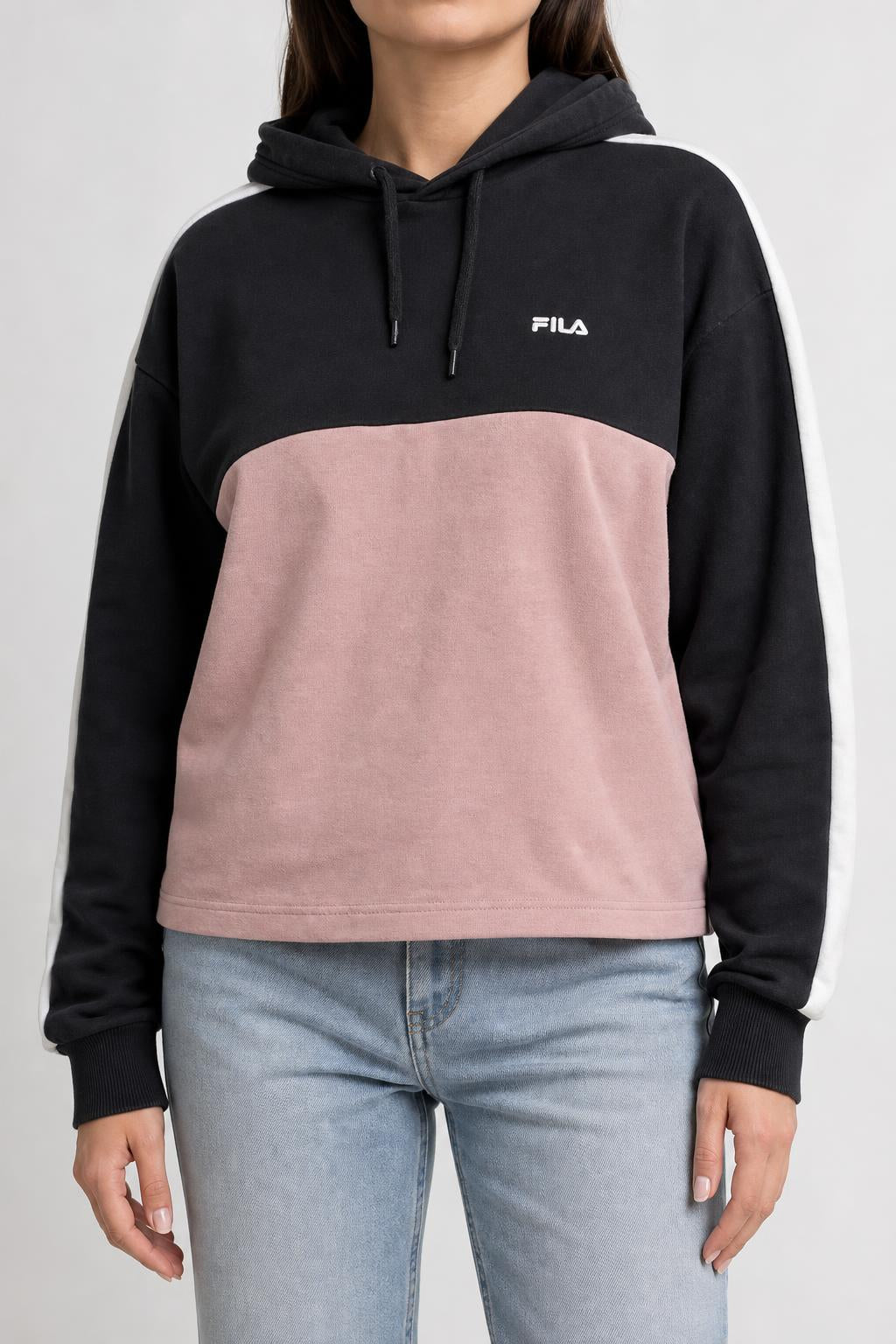 Felpa con cappuccio Fila navy e rosa – Donna Taglia S