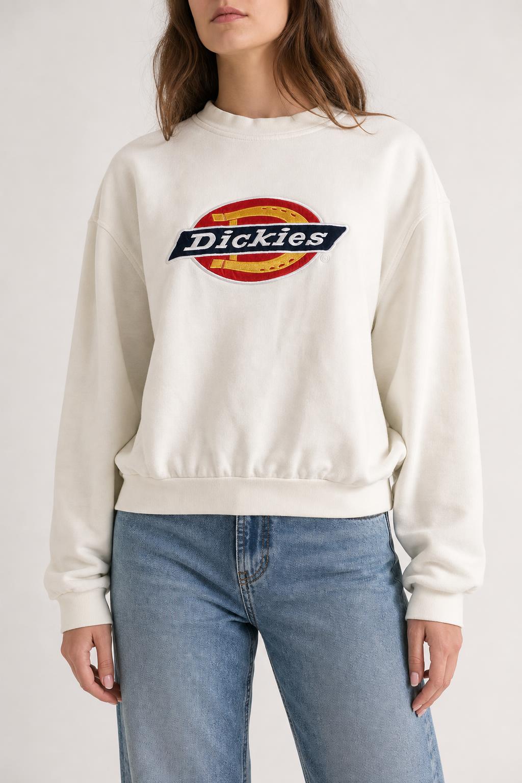 Felpa girocollo Dickies bianca con logo – Donna Taglia M