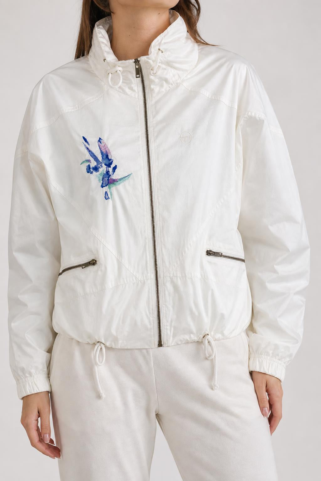 Giacca a vento Sergio Tacchini bianca con ricamo – Donna Taglia L (IT 44)