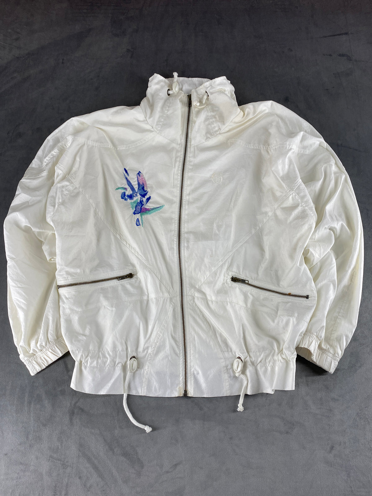 Giacca a vento Sergio Tacchini bianca con ricamo – Donna Taglia L (IT 44)