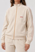 Track jacket Adidas crema con profili rossi – Donna Taglia M
