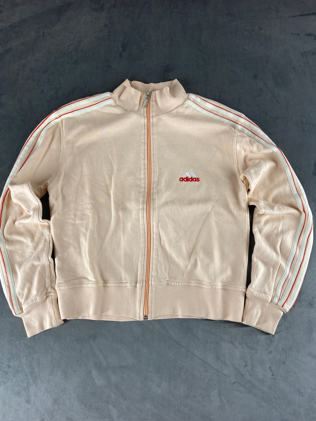 Track jacket Adidas crema con profili rossi – Donna Taglia M
