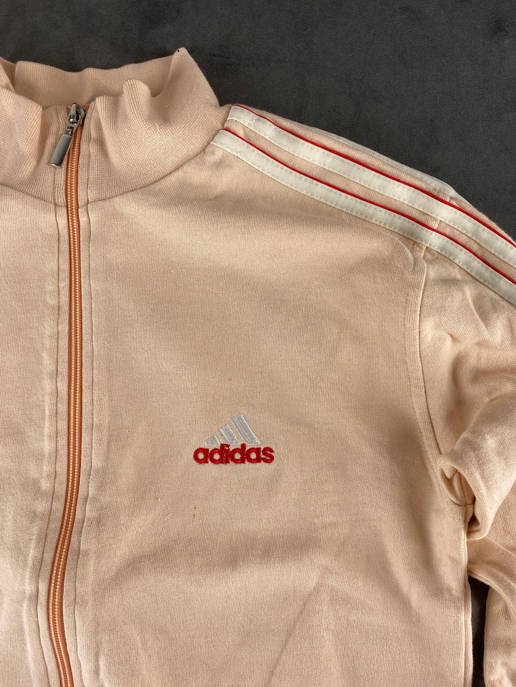 Track jacket Adidas crema con profili rossi – Donna Taglia M