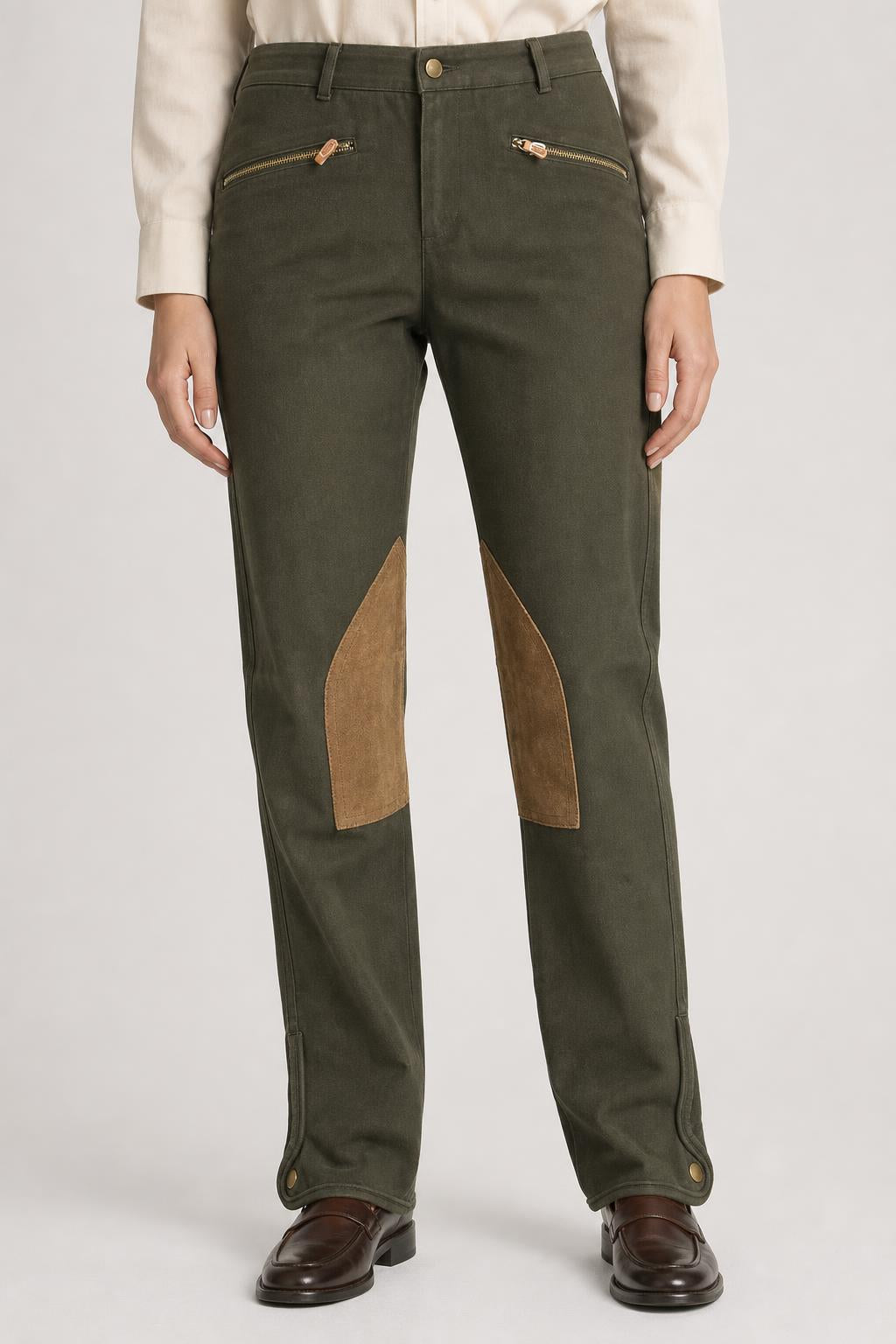 Pantaloni Ralph Lauren verde militare stile equitazione – Donna Taglia S