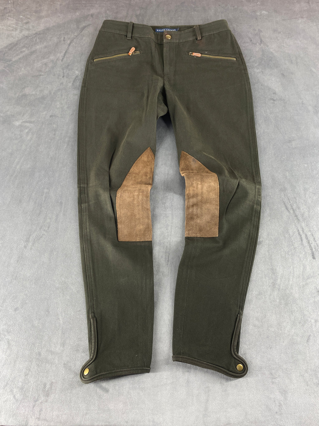 Pantaloni Ralph Lauren verde militare stile equitazione – Donna Taglia S