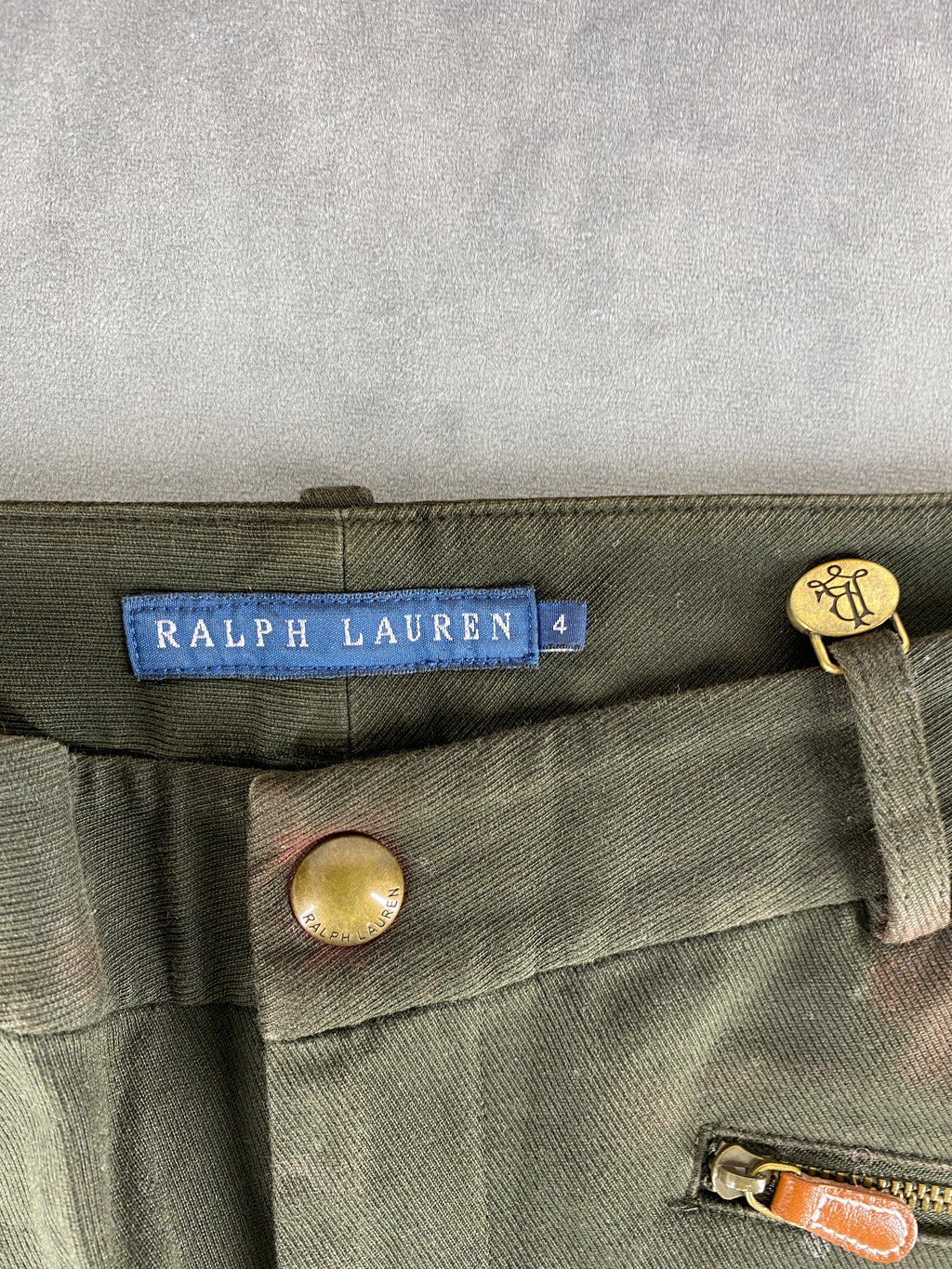Pantaloni Ralph Lauren verde militare stile equitazione – Donna Taglia S