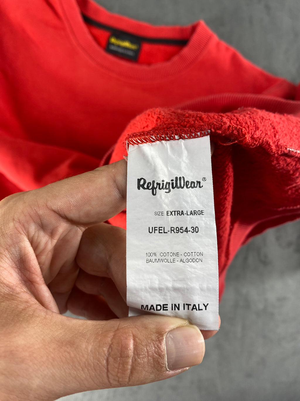 Felpa girocollo RefrigiWear rossa Made in Italy vintage – Uomo Taglia XL