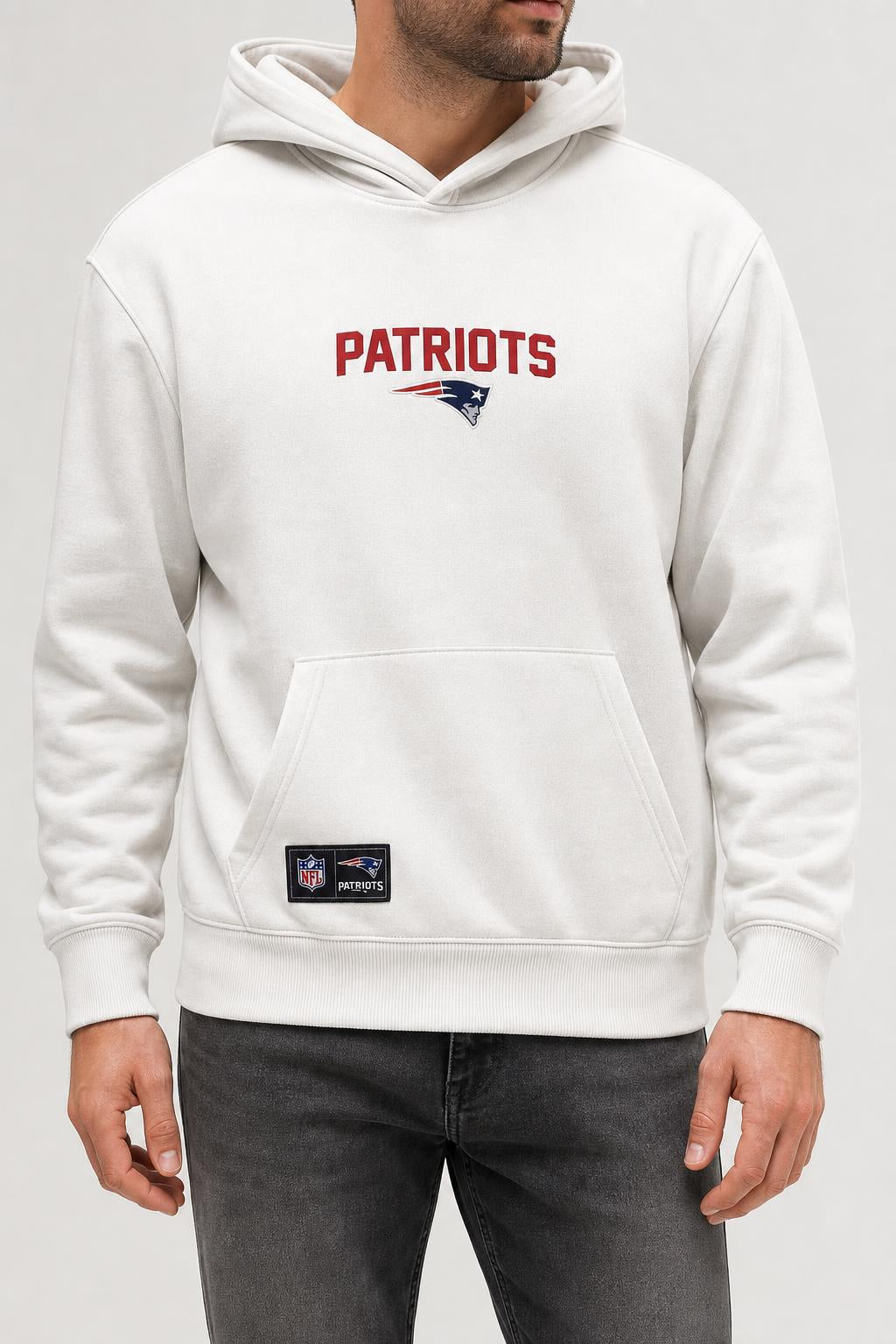 Felpa con cappuccio NFL New England Patriots bianca vintage – Uomo Taglia L