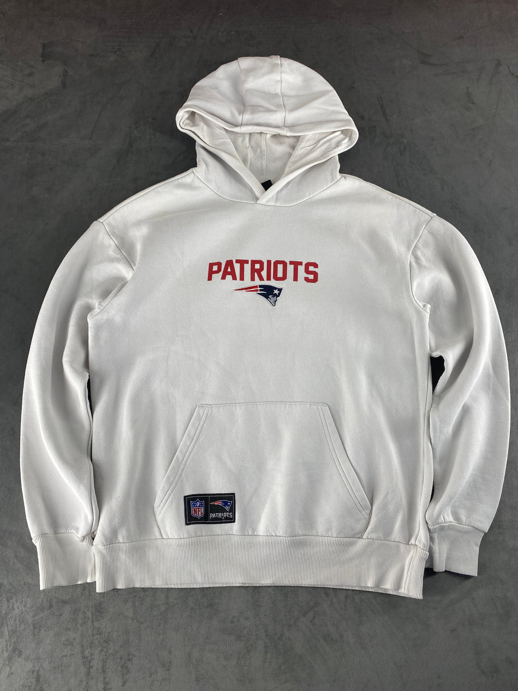 Felpa con cappuccio NFL New England Patriots bianca vintage – Uomo Taglia L