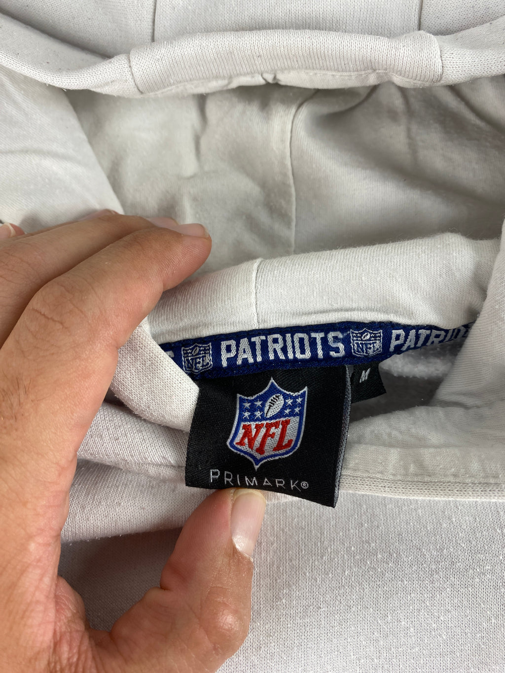 Felpa con cappuccio NFL New England Patriots bianca vintage – Uomo Taglia L
