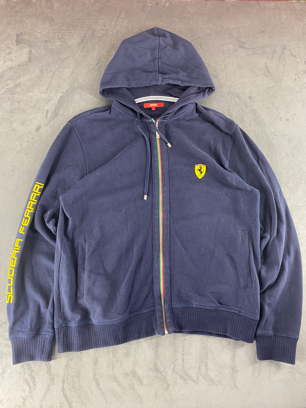 Felpa con cappuccio full-zip Ferrari blu navy vintage – Uomo Taglia L