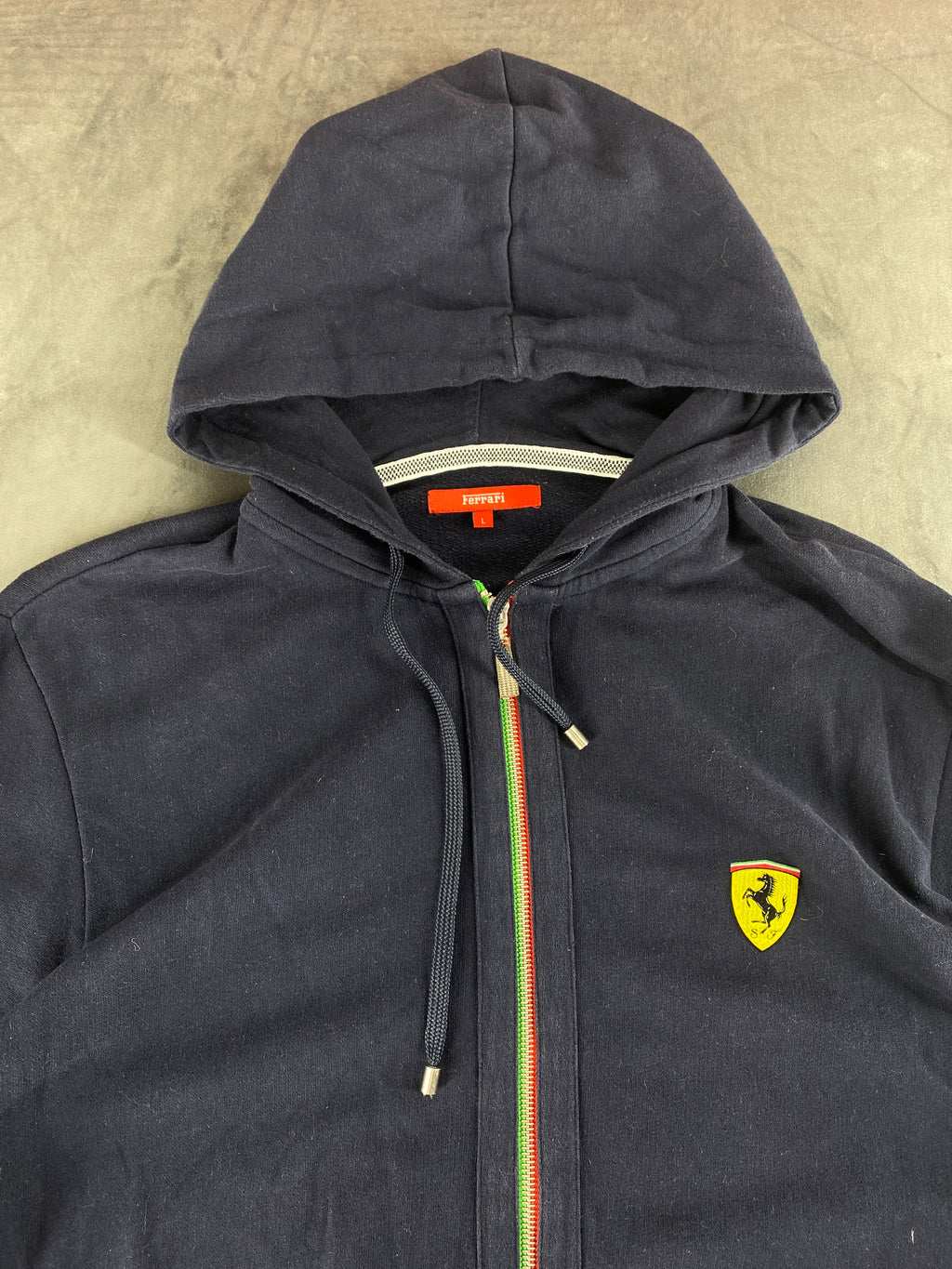 Felpa con cappuccio full-zip Ferrari blu navy vintage – Uomo Taglia L
