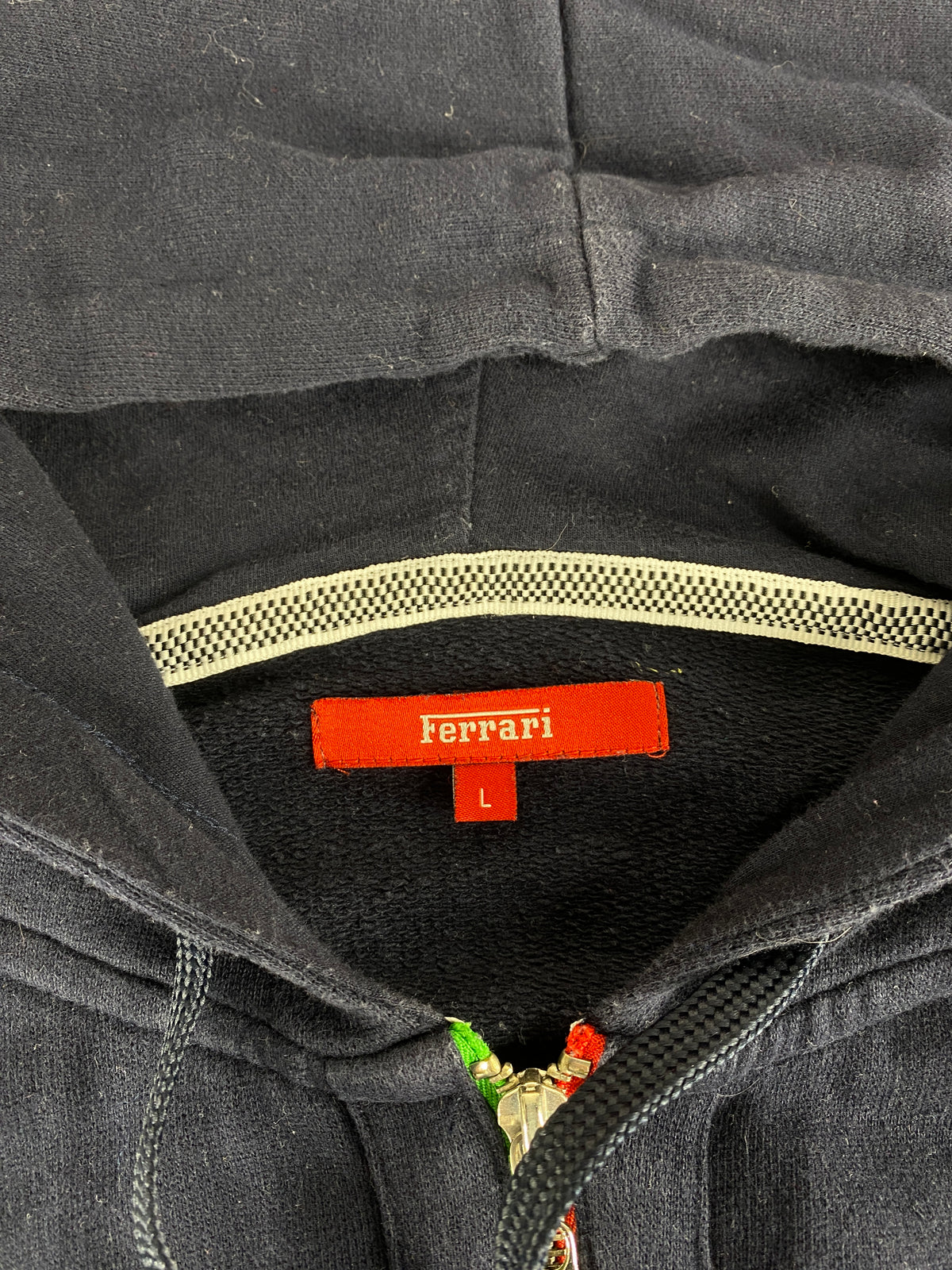 Felpa con cappuccio full-zip Ferrari blu navy vintage – Uomo Taglia L