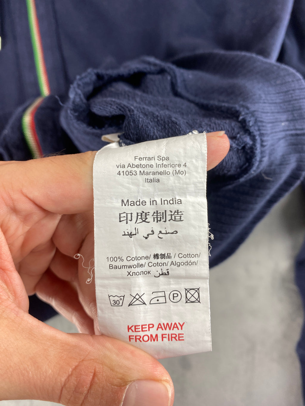 Felpa con cappuccio full-zip Ferrari blu navy vintage – Uomo Taglia L