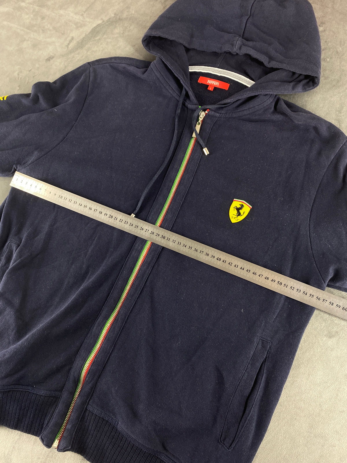 Felpa con cappuccio full-zip Ferrari blu navy vintage – Uomo Taglia L