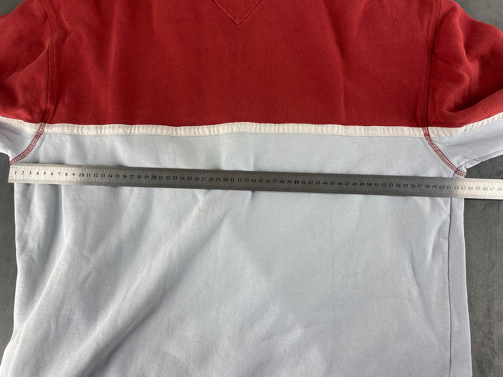 Felpa mezza zip in pile Tommy Hilfiger rossa vintage – Uomo Taglia L