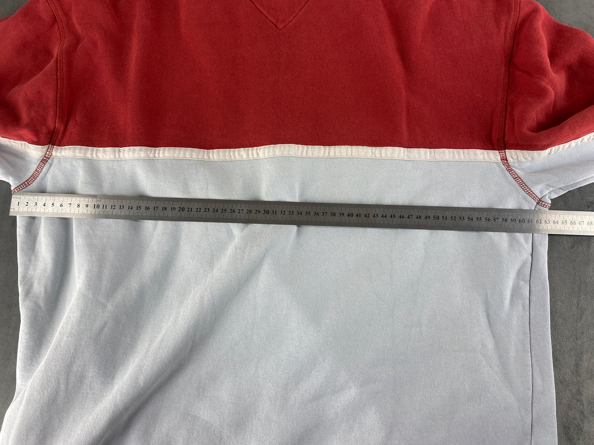 Felpa mezza zip in pile Tommy Hilfiger rossa vintage – Uomo Taglia L