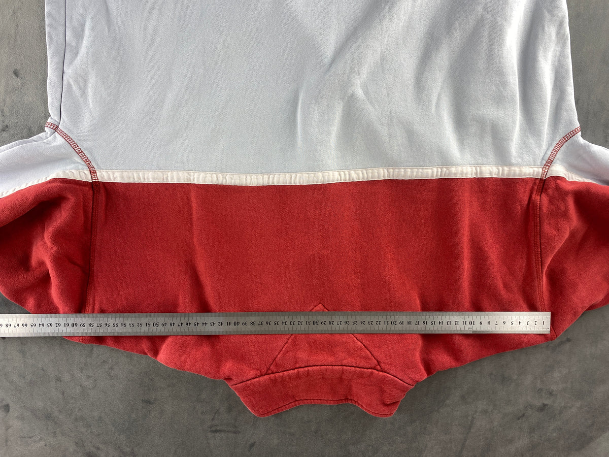 Felpa mezza zip in pile Tommy Hilfiger rossa vintage – Uomo Taglia L