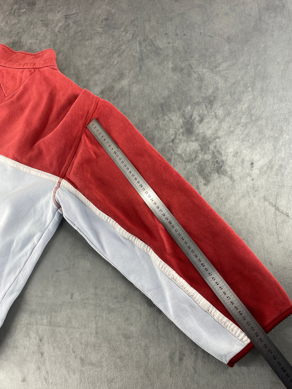 Felpa mezza zip in pile Tommy Hilfiger rossa vintage – Uomo Taglia L